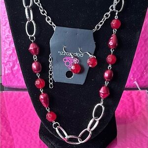 Paparazzi Silver and Red Necklace Set